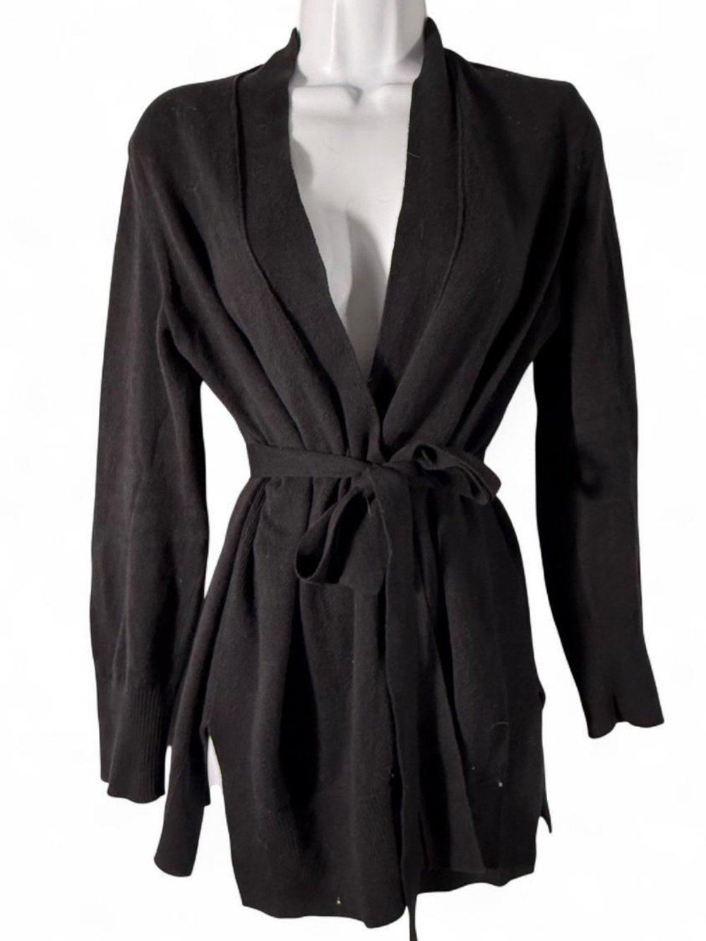 GAP Black Tie-Waist Knit Robe Cardigan